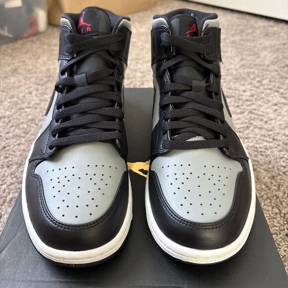 Nike Air Jordan 1 Mid 'Shadow' Shoe Black Gym Red Grey 554724-096 Men’s Size 9.5